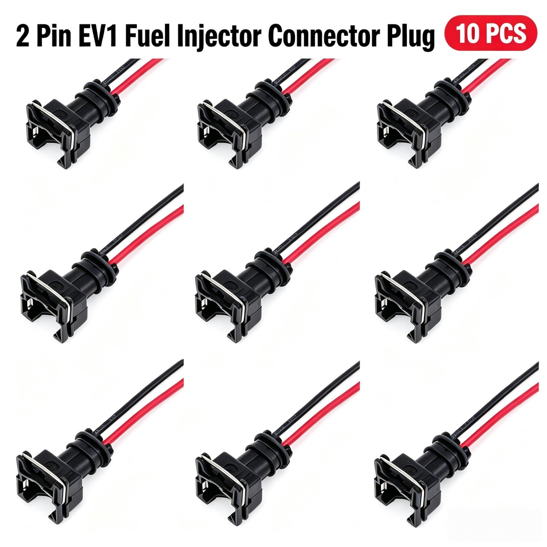 Fuel Injector Wiring Harness Plug Pigtail - 10 PCS 2 Pin EV1 Fuel